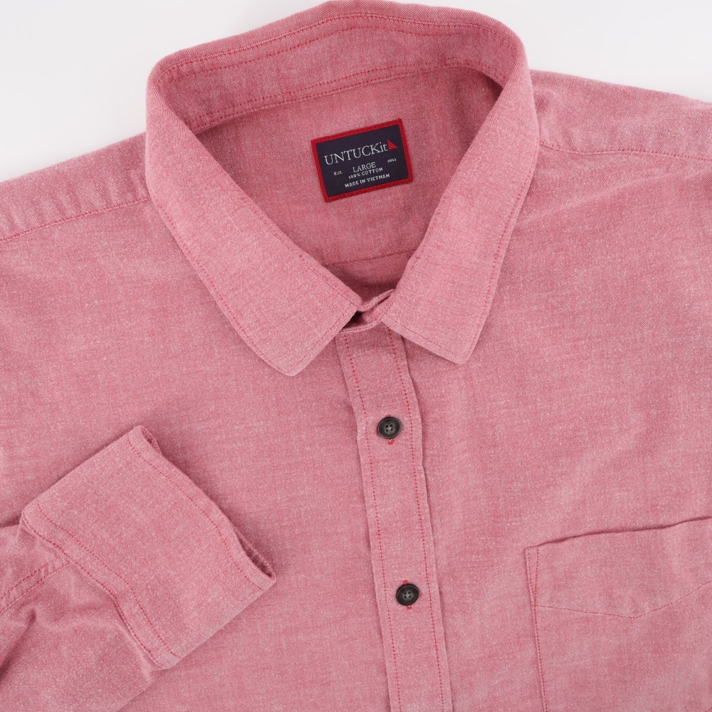 UNTUCKit Cotton Oxford Button Down Shirt Red Long Sleeve Mens Large
